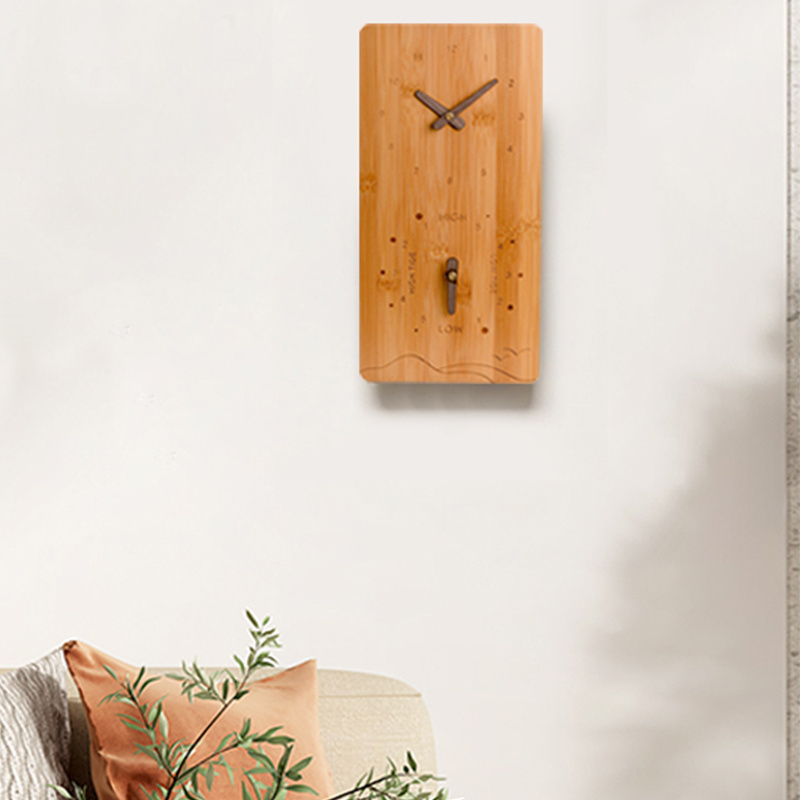 European2023 New Arrivals Large Distressed Wooden Bamboo Tide Bird Sound Wall Clock for Living Room