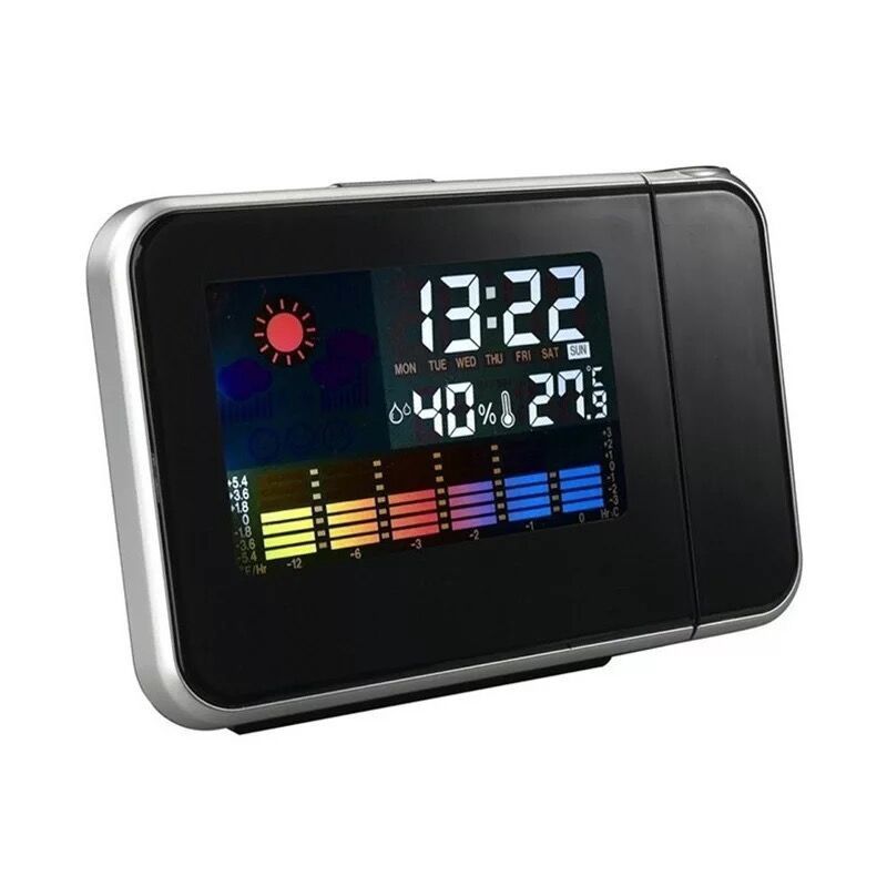 Projection Alarm Clock with Weather Station Indoor Thermometer Temperature Humidity Monitor Gauge Hygrometer with Calender