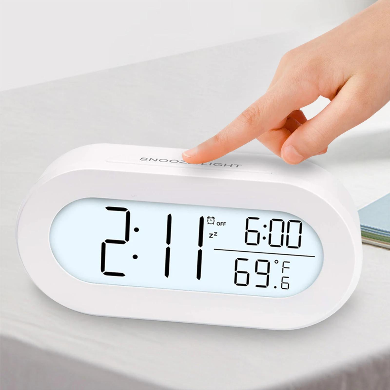 Ready  to Ship Digital Alarm Clock Electronic Table Clock Snooze Function Indoor Thermometer with White Backlight for day Gift