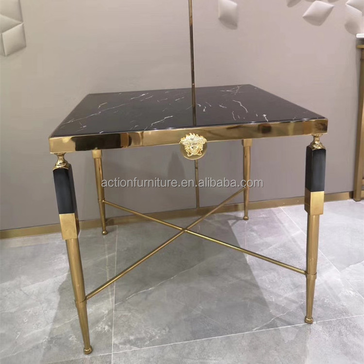 Newest Oem Rose Golden Side Simple Style White Glass Square Marble Tea Center Coffee Tables