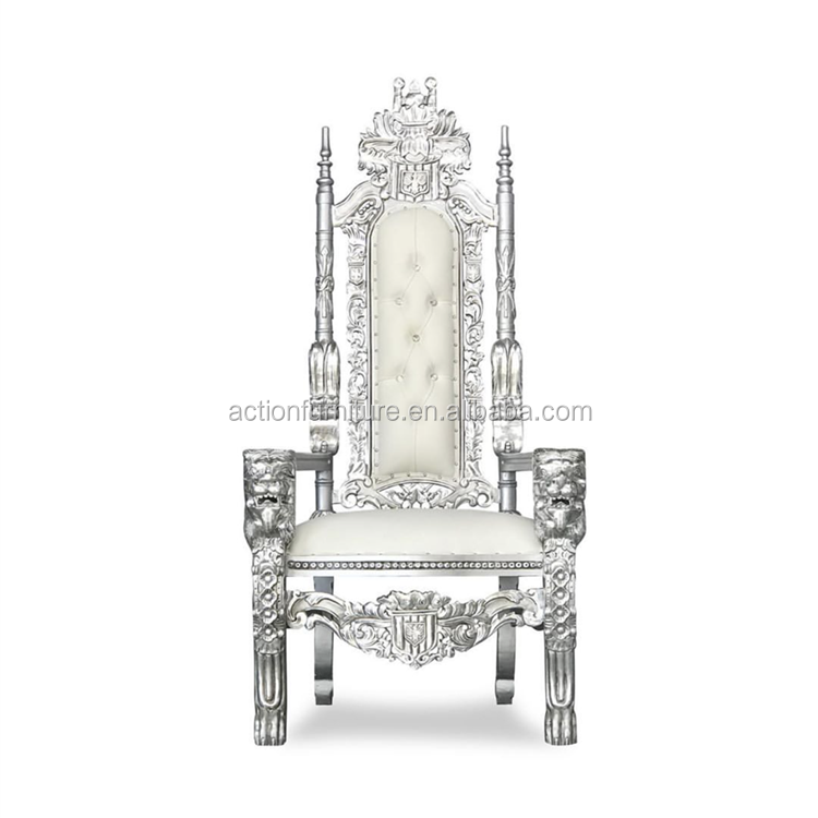 Hot Sale Cheap Royal Throne King Queen Stainless Steel Golden High Back Luxury Wedding Chairs Banquet Chairs