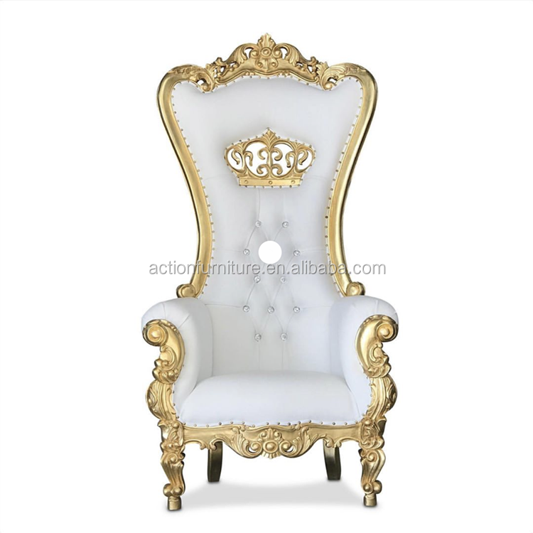 Arm morden design royal high back golden stainless steel frame velvet king throne chair for sale