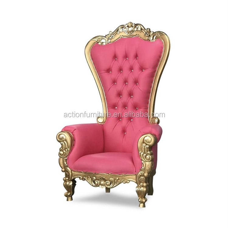 Arm morden design royal high back golden stainless steel frame velvet king throne chair for sale