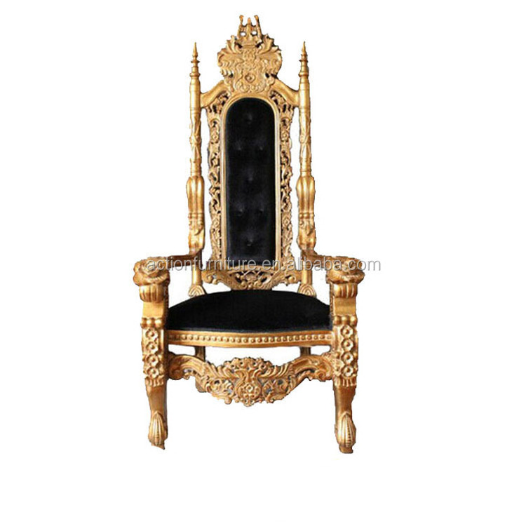 Hot Sale Cheap Royal Throne King Queen Stainless Steel Golden High Back Luxury Wedding Chairs Banquet Chairs