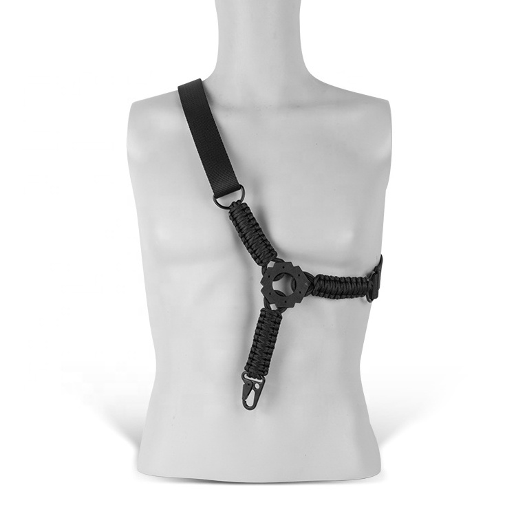 Action Union Adjustable Nylon Tactical Vertical Single 1 point Gun Sling shoulder Strap with braided para-cord sling