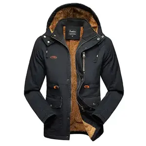 New Windproof Fleece Jacket Men Warm Thick Windbreaker Coats Winter Hooded Parkas Outdoor Outerwear Overcoat