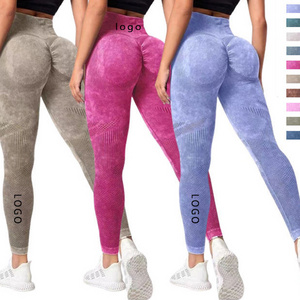 Tie-Dye High Waist Women's Leggings Washed Mesh Breathable Hip Lift Tight Scrunch Yoga Pants For Woman Seamless Yoga Leggings