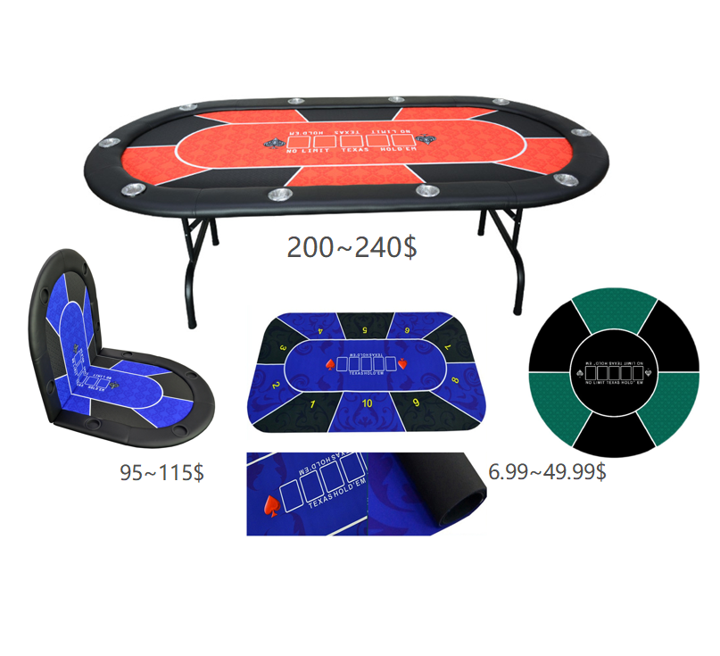 Profesional 10 Players Casino Table Gambling Mat Custom Folding Texas Hold'em Poker Table