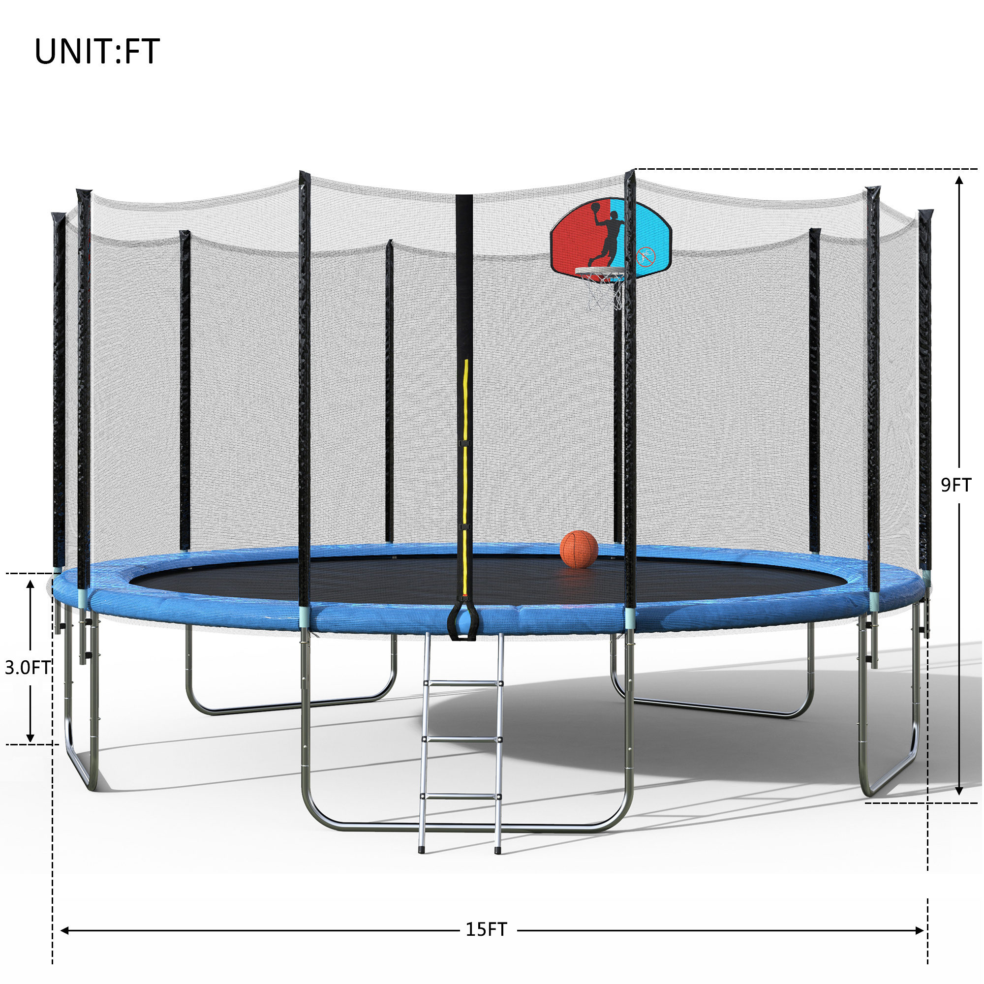 10FT 12FT 14FT 16FT Children Big Large Tent Outdoor Trampoline Park With Basketball Hoop