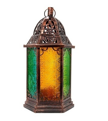 Wholesale Retro Gold Moroccan Lantern with Antique Metal Carving Design Home & Garden Decor Handmade Metal Candle Holder Lantern