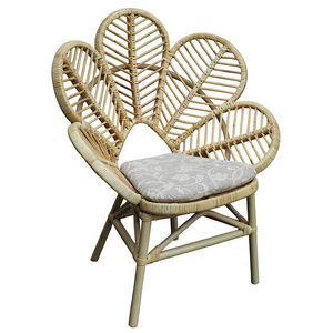 High Quality indoor and outdoor Furniture Natural Rattan Hand woven Art Flower Chair Wicker Decorative Peacock Chair