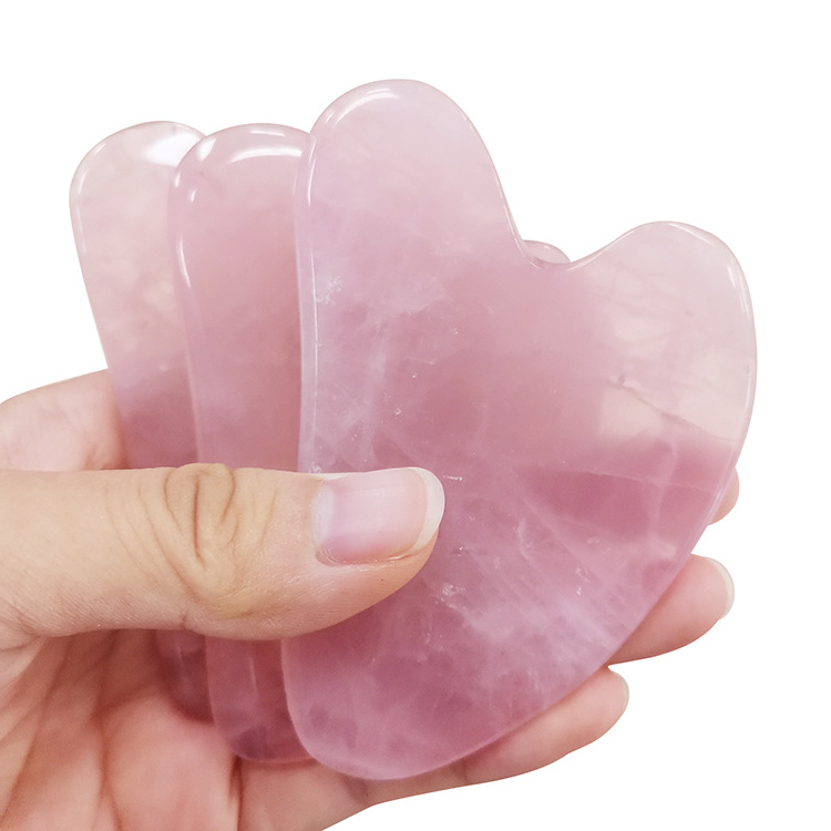 High Quality  Guasha Tool Face Scraping Guasha Massage Tool Rose Quartz Jade Guasha Board