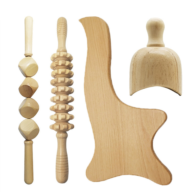 Accessories Maderotherapy Anti Cellulite Massage Set Wooden Roller Lymphatic Drainage Tool