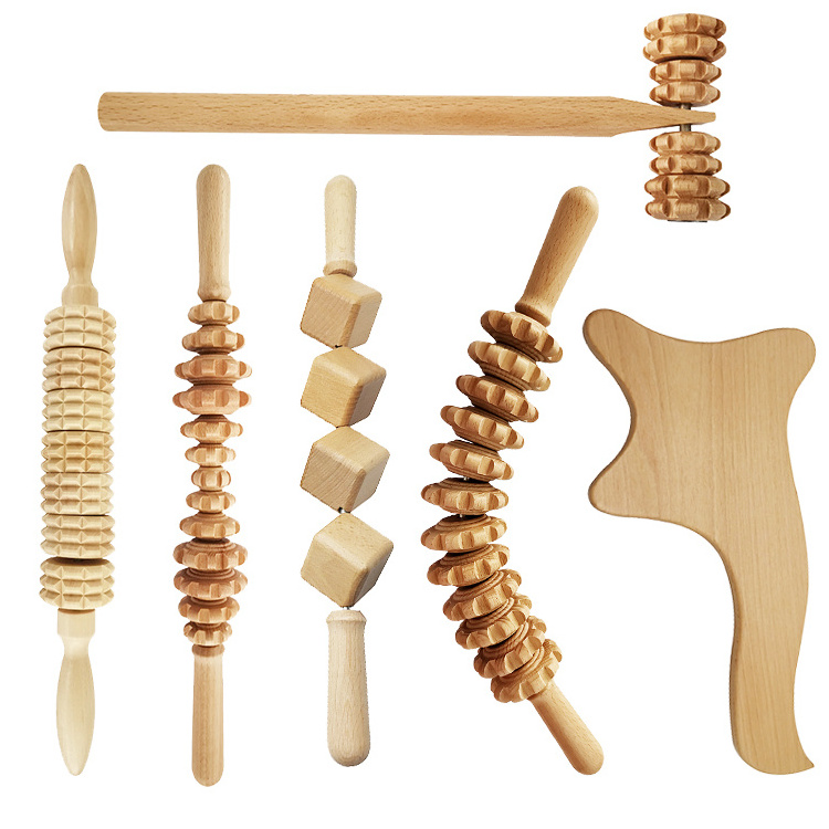 Accessories Maderotherapy Anti Cellulite Massage Set Wooden Roller Lymphatic Drainage Tool