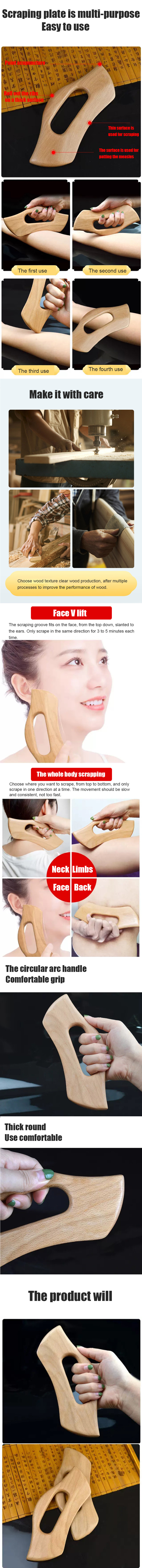 Wooden gua sha Tools Anti Cellulite Massage Tool Wood Lymphatic Drainage Paddle Gua Sha Massage Soft Tissue Gua Sha Board