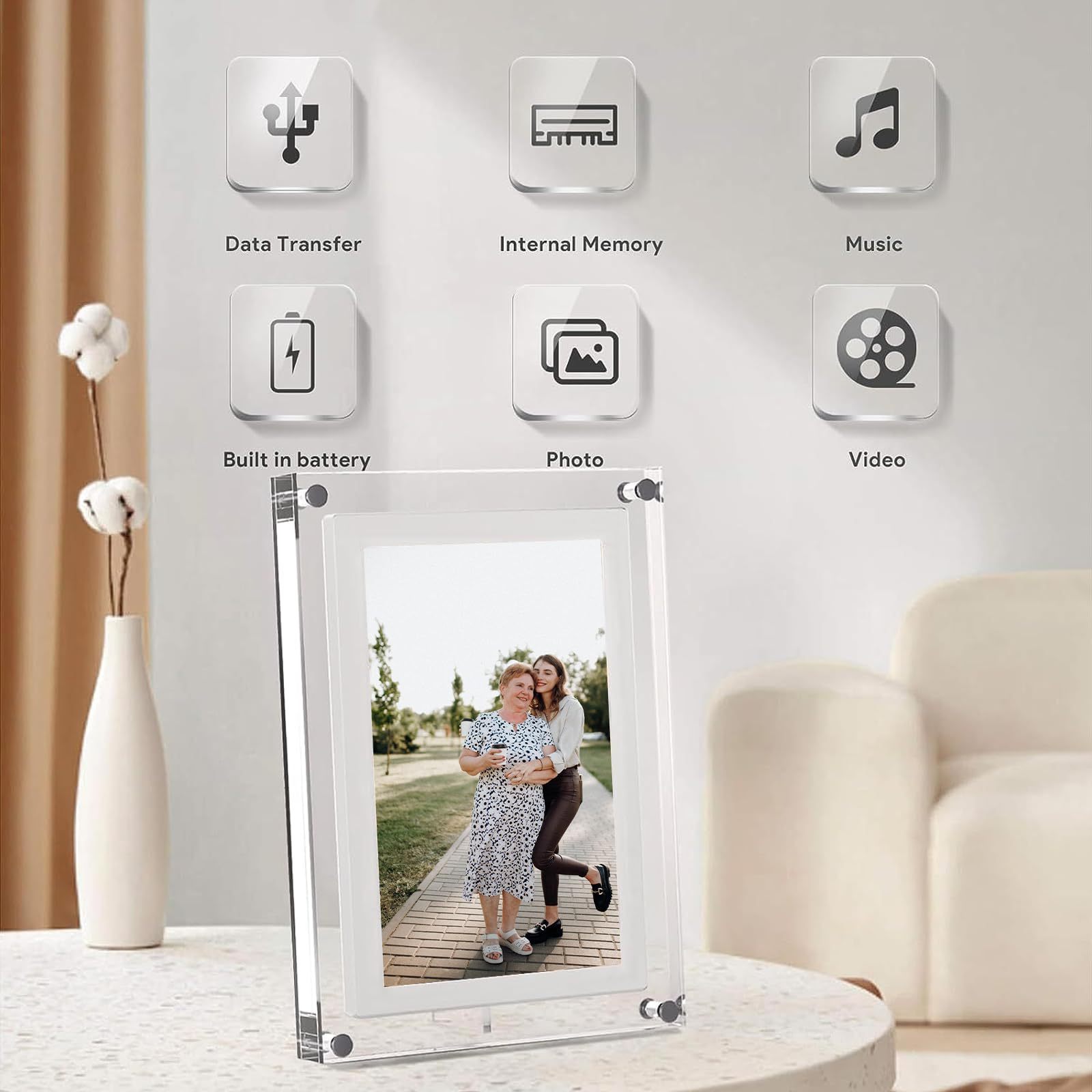 Porta Retrato Digital 5x7 Acrylic Picture Frames 10inch Clear Acrylic Magnetic Picture 10.1inch Acrylic bulk digital photo frame