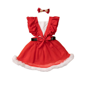 Wholesale Santa Claus Costume Girls Christmas Angel Clothes Fancy Christmas Dress For Christmas Party