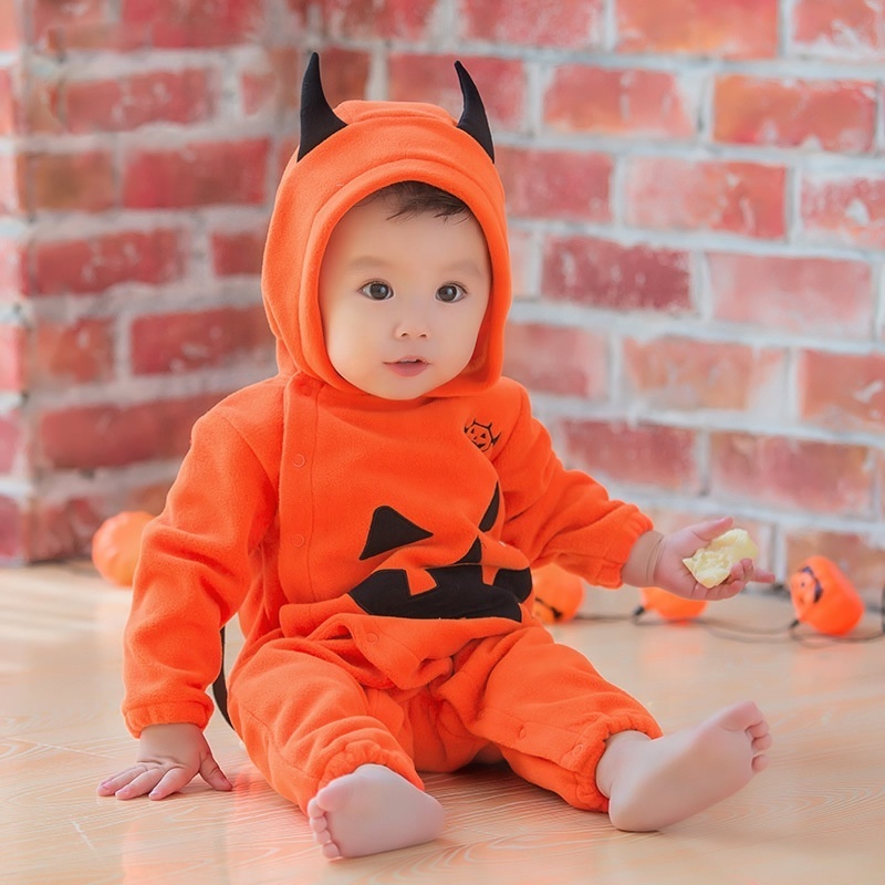 Halloween Party Unisex Cotton Baby Costume Little Pumpkin Holiday Clothes Warm Long Sleeve Costume For Kids Children