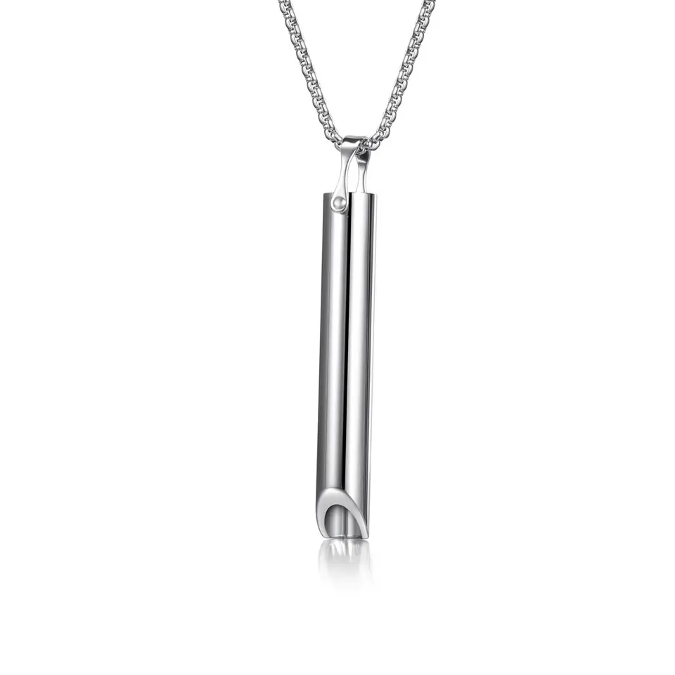 Stainless Steel Breathing Anxiety Necklace Pendant for Meditation Relaxation Calming Down Reducing Stress for Women and Men