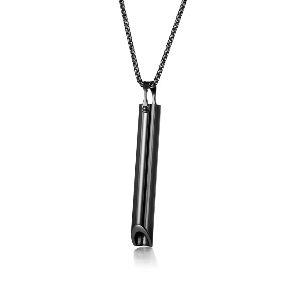 Stainless Steel Breathing Anxiety Necklace Pendant for Meditation Relaxation Calming Down Reducing Stress for Women and Men