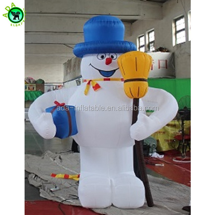 4m tall giant christmas event decoration inflatable blue hat snowman with broom ST943