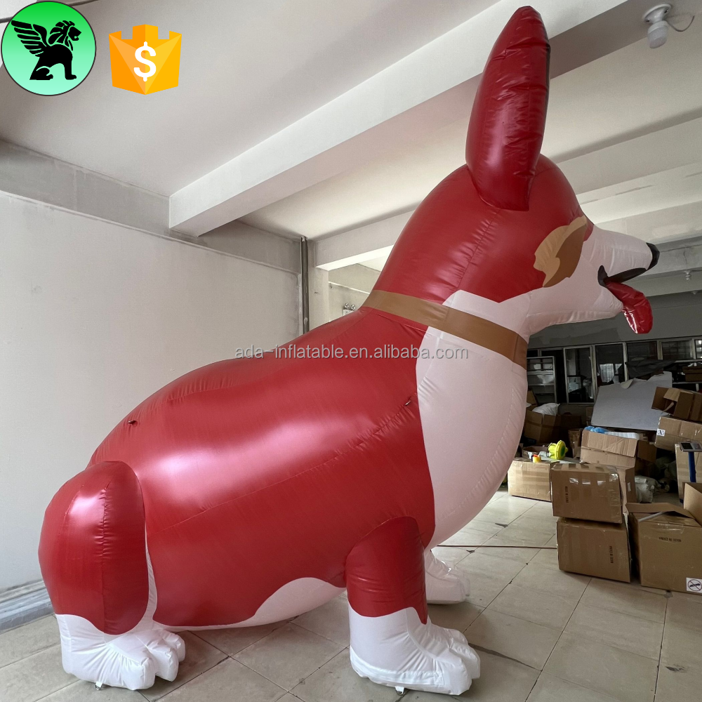 3.6m High Giant Inflatable Corgi Dog Cartoon Customized Advertising Animal Inflatable Dog Mascot For Promotional A10092