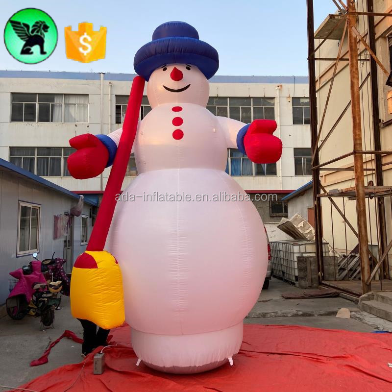 Christmas Advertising Snowman Inflatable Customized Giant Inflatable Christmas Snowman With Broom A6845