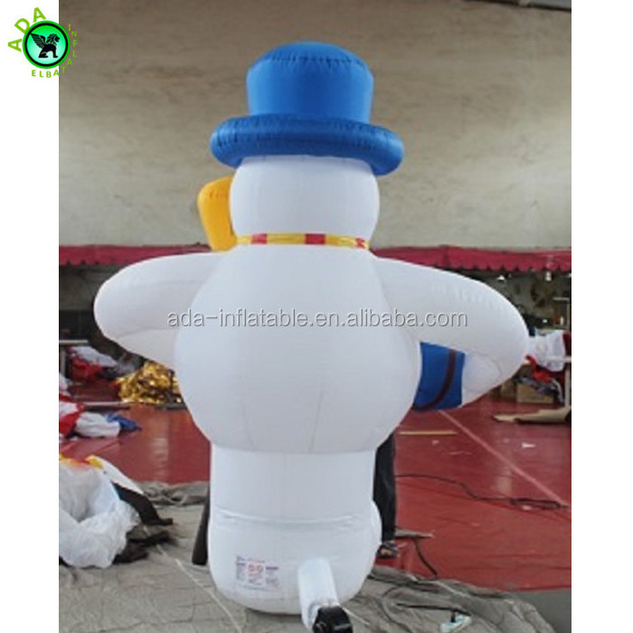 4m tall giant christmas event decoration inflatable blue hat snowman with broom ST943