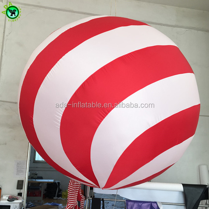 2m diameter inflatable balloon white and red circus theme ball inflatable christmas ball ST981