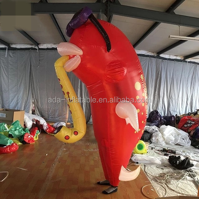 Event decoration inflatable walking fish costume with saxophone ST1078