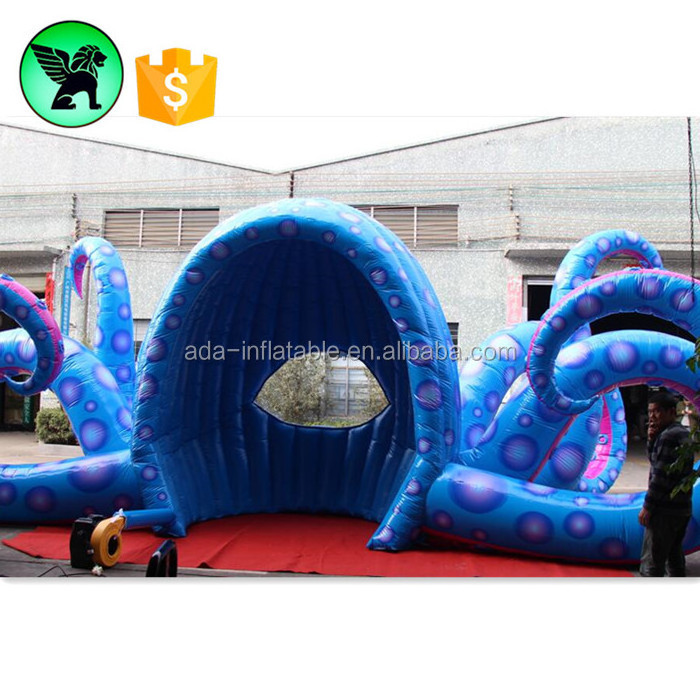 12m LengthX5.6m WidthX4m High Giant Blue Octopus Inflatable DJ Booth Customized Event Inflatable Octopus Booth A2221