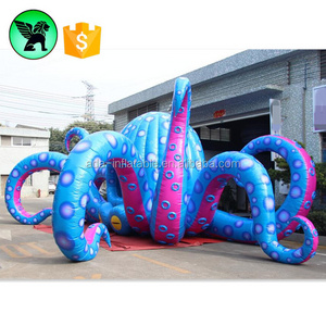 12m LengthX5.6m WidthX4m High Giant Blue Octopus Inflatable DJ Booth Customized Event Inflatable Octopus Booth A2221