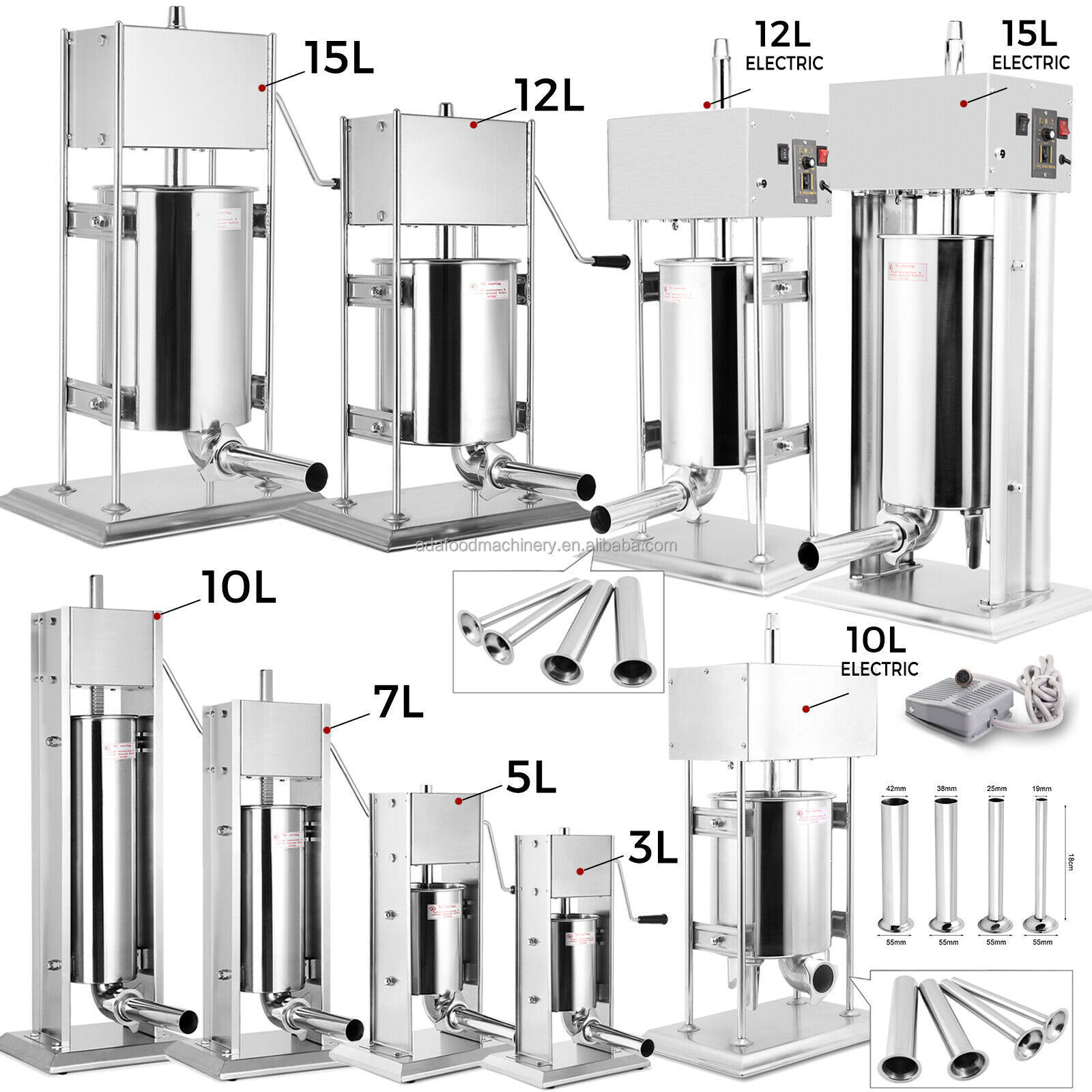 Ada 7L Household Kitchen Meat Machine Manual Sausage Filling Stuffer