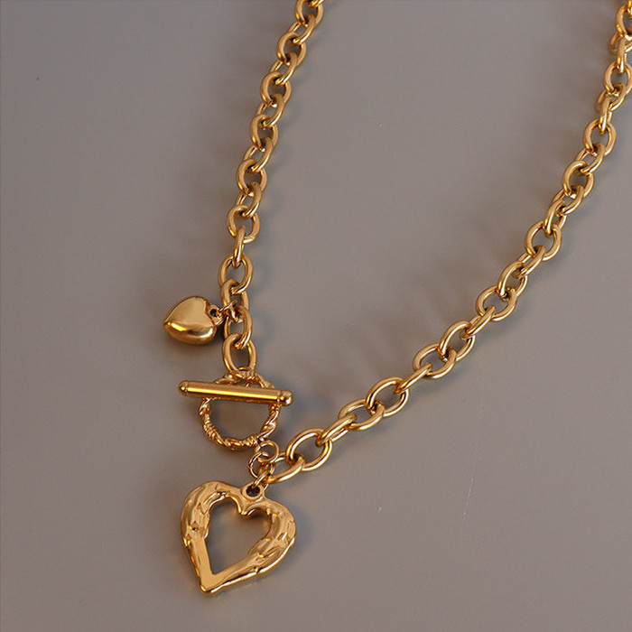 Custom halskette ins style peach heart OT buckle love necklace women stainless steel 18k gold chain jewelry supplies