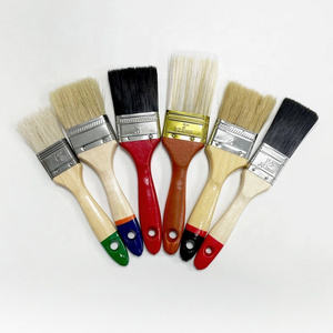 Free sample Industrial natural bristle paint brush, flat red tail wooden handle with pig hair brush head