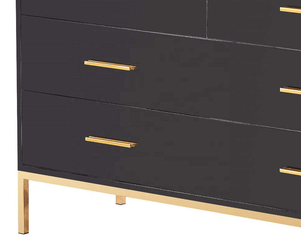 Modern Furniture 3 4 6 Drawer Filing Black MDF Wood Gold Living Room Storage Cabinets