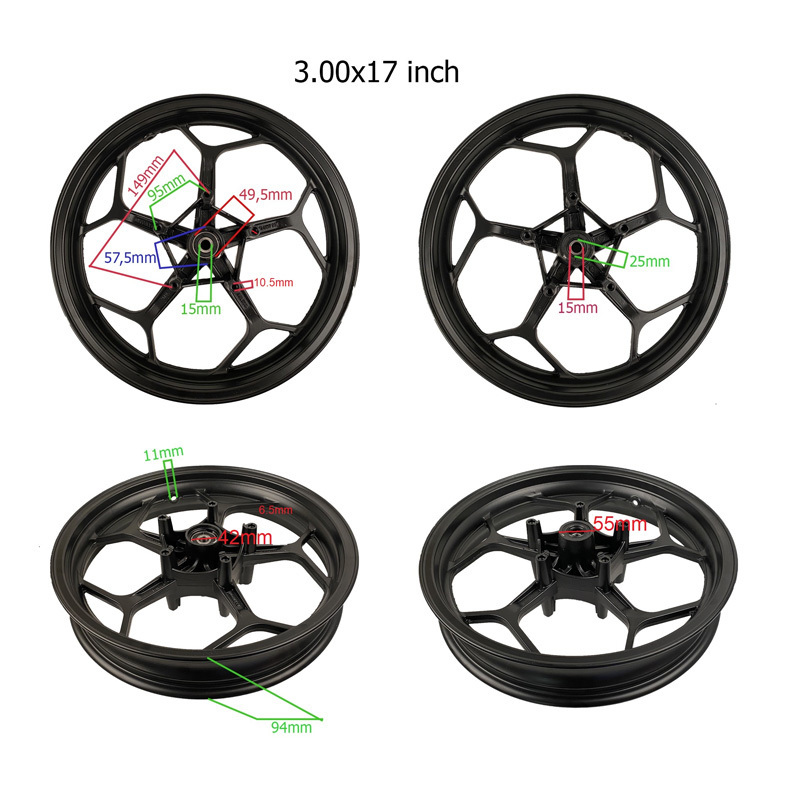 High quality Multi Function Motorcycle Front Wheel Durable motocross aluminum alloy wheels 17 inch