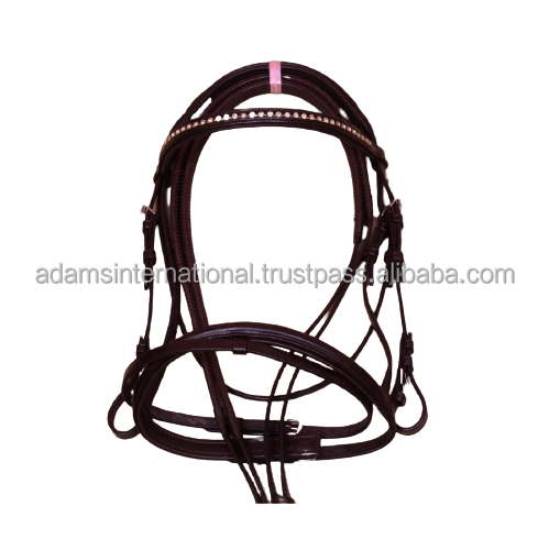 Best Quality Equine Bling English Leather Horse Bridle Crystal Brow band Saddle Horse Riding Harness wholesaler