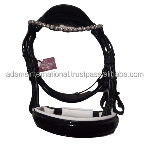 Crank Cavesson Soft Padded Leather Bridle in Finest Leather horse riding equipment wholesaler manufacturer