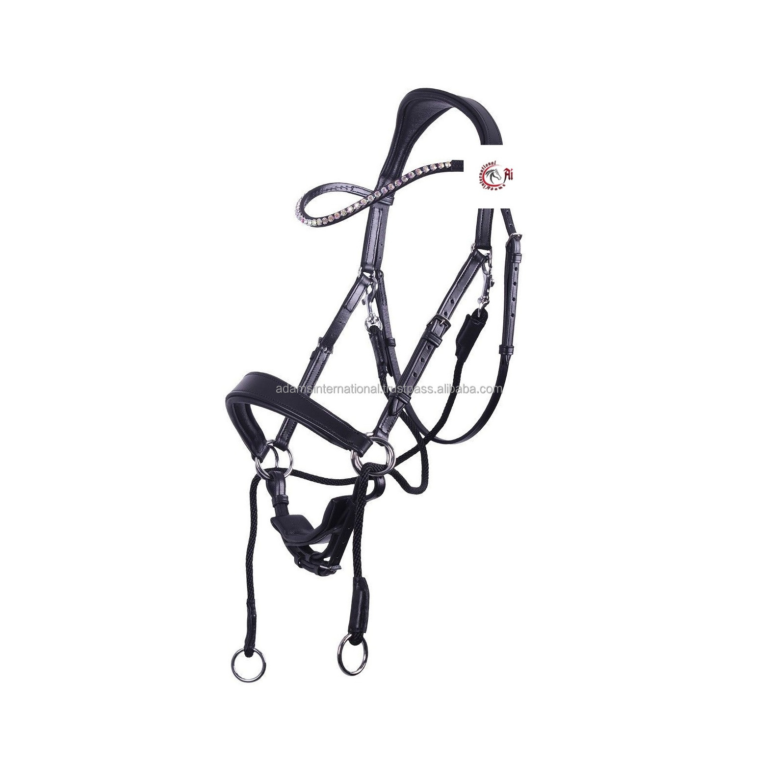 High Quality Leather Horse Bitless Bridle With Soft cushioning covers the noseband and headpiece Wholesaler manufacturer