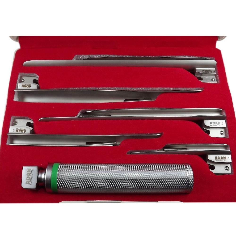 0, 1, 2, 3, 4 Professional MacIntosh Laryngoscope Set Fiber Optic LED with 5 Curved Blades Available on Factory Prices