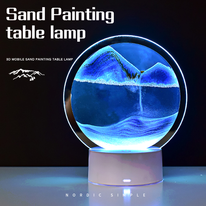 Creative 3D Led Night Light  3D Sand Painting Table Lamp 3D Colorful Moving Sand Art Party Gift Nordic Decoration