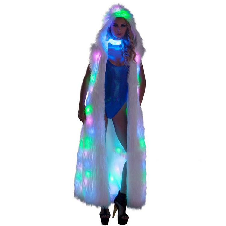 Dasheng Led Tron Dance Wear Halloween Light Up Costume Party Rave Clothing Clothes women men Wear Led Fur Dance Jacket