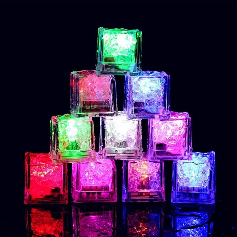 Dasheng LED Ice Cube Shape Lights Liquid Sensor Glowing Light up Ice Cubes for Drinks Bar Party Wedding Decorations