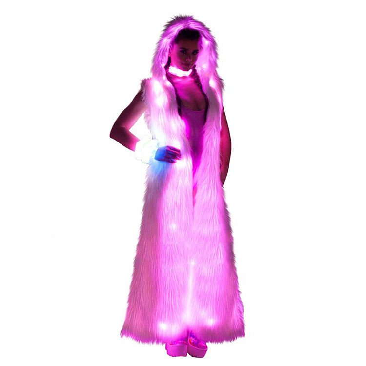 Dasheng Led Tron Dance Wear Halloween Light Up Costume Party Rave Clothing Clothes women men Wear Led Fur Dance Jacket