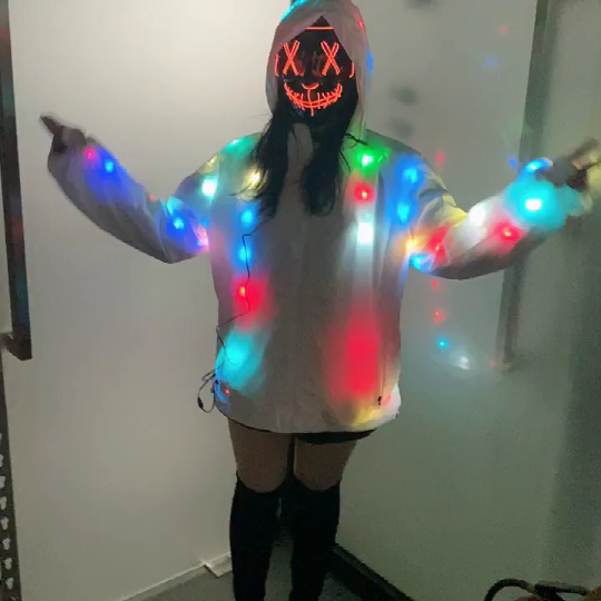 Custom Luminous Performance Led Light Dance Costume Glowing Hoodie Jacket tv & movie costumes