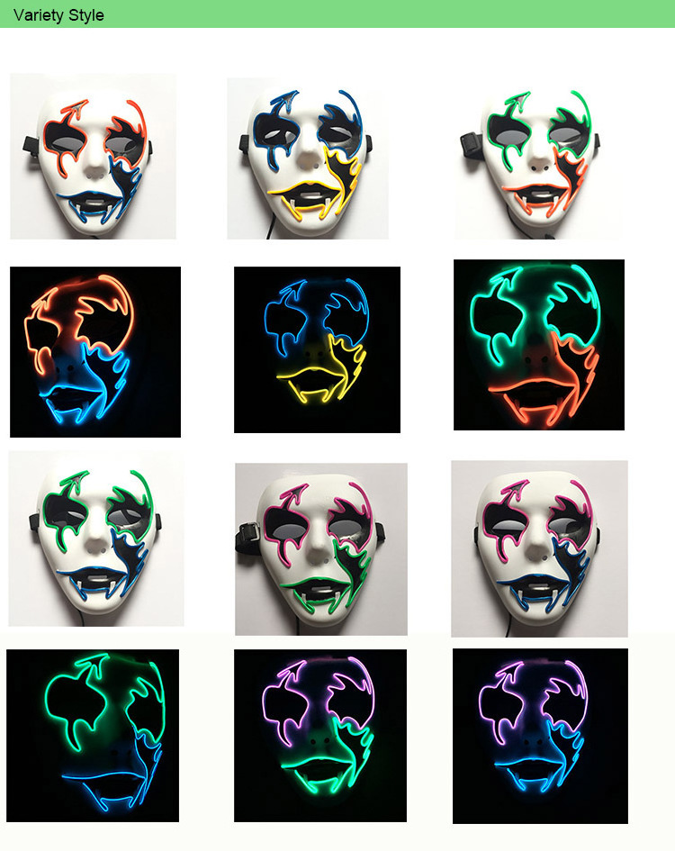 Halloween Led El Mask Bar Ktv Masquerade Luminous Glowing Mask Party Cosplay Led Masquerade Draw Masquerade El Neon Mask