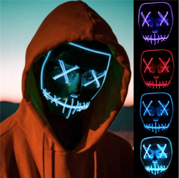 Christmas PVC halloween scary horror dj purge party masks el wire led rave helmet cosplay prop bar masquerade neon masks