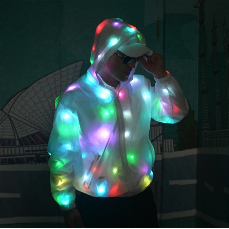 Custom Luminous Performance Led Light Dance Costume Glowing Hoodie Jacket tv & movie costumes