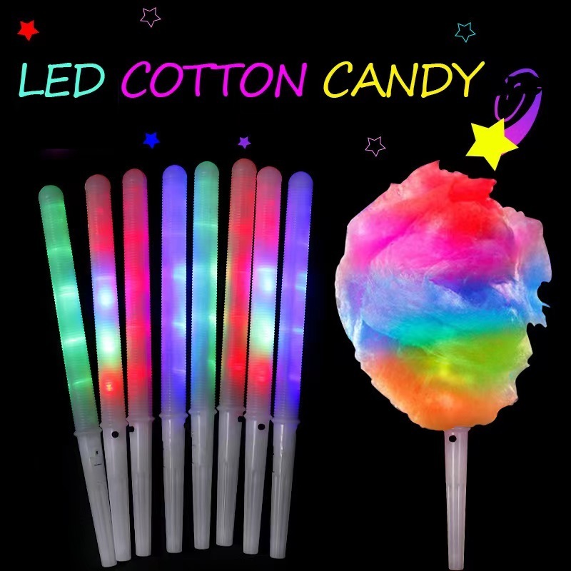 LED Light Stick Colorful Marshmallow Glow Sticks Led Cotton Candy Cones Colorful Flashing Marshmallow Stick Party Favors Supply